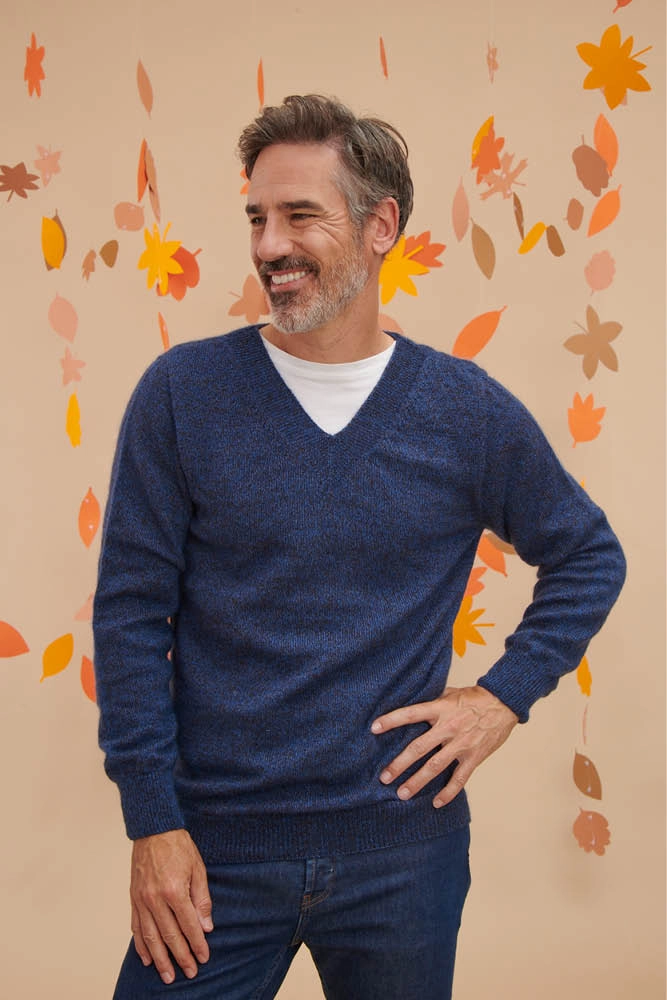 Pull en laine yack col V pour homme