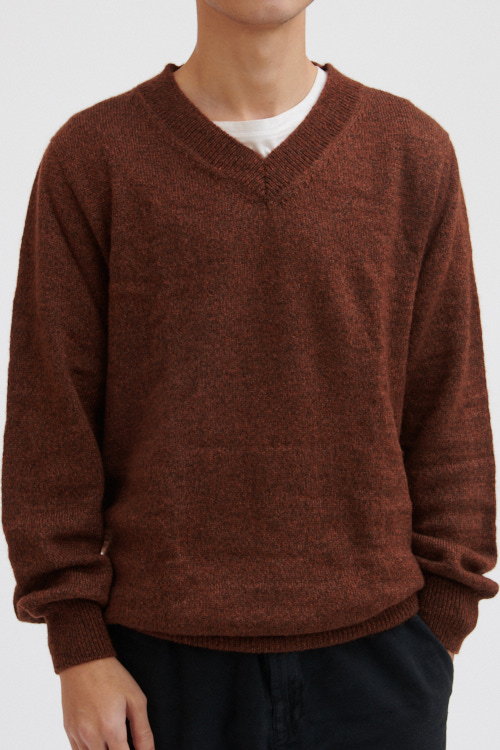 Pull en laine yack col V pour homme