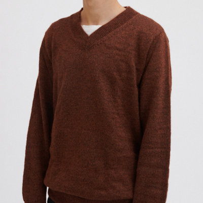 Pull en laine yack col V pour homme