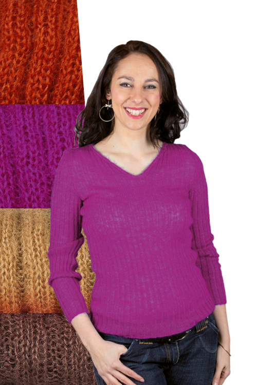 Pull en laine mohair col V Bonnes affaires