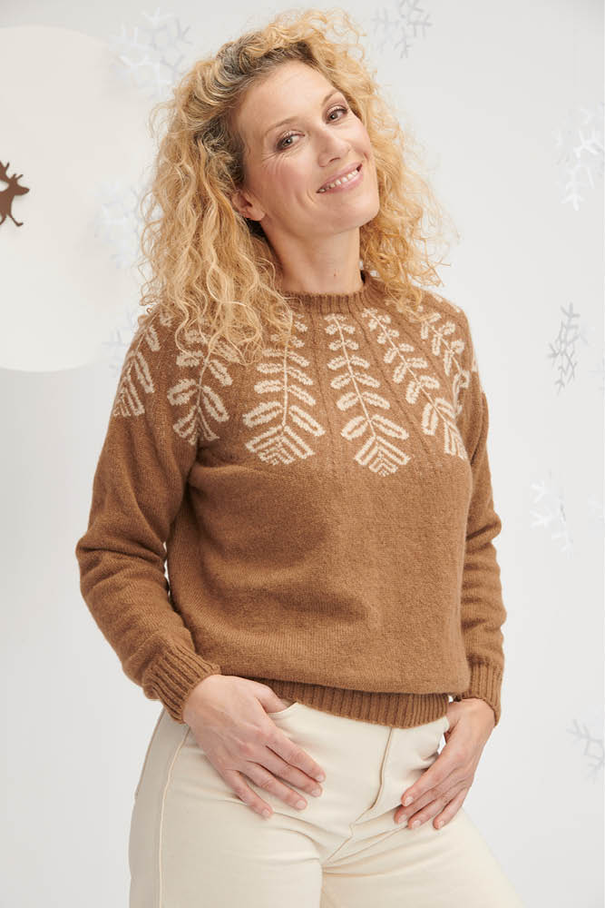 Pull jacquard chameau femme chaja noel D