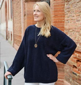 Pull laine alpaga large col rond