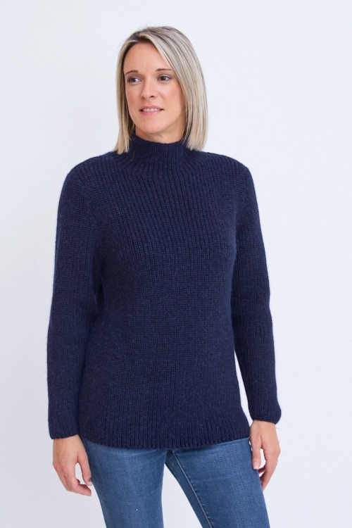 Pull laine alpaga merinos femme bamamr.MARINE