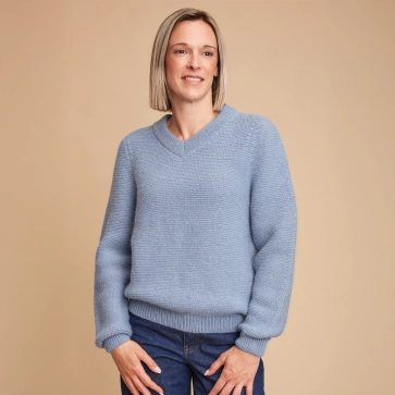 Pull en laine alpaga et mérinos col V pour femme