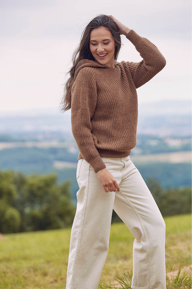 Pull en laine à capuche pour femme