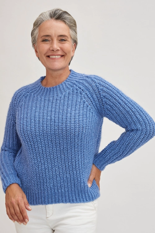 Pull laine côtes perlées pour femme 