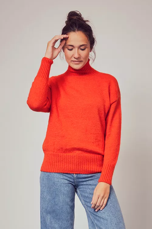 Pull laine recyclée col roulé Alice
