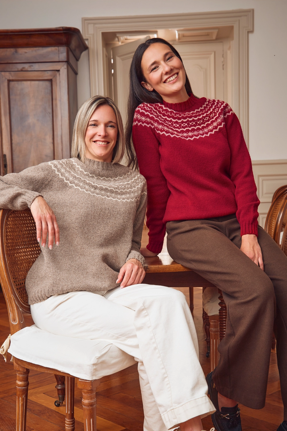 Pull en laine mérinos jacquard femme