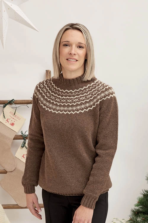 Pull en laine mérinos jacquard femme