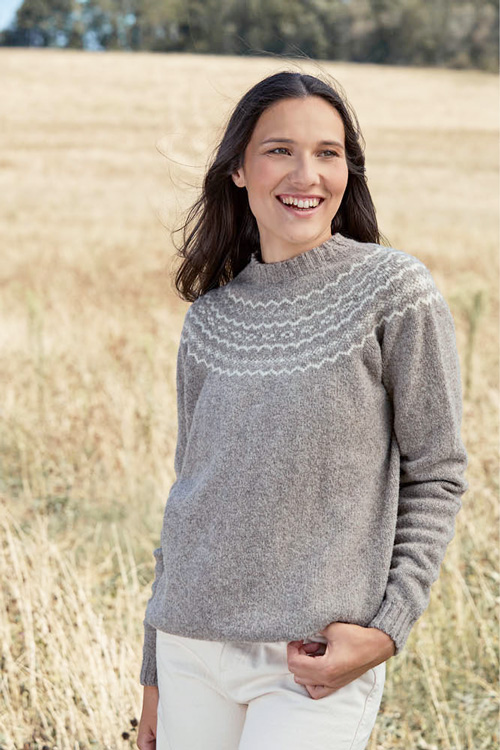 Pull en laine mérinos d'Arles jacquard pour femme - Missegle