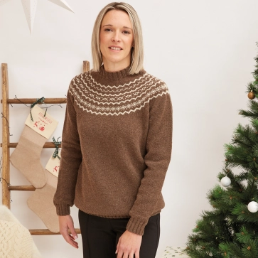 Pull en laine mérinos jacquard femme