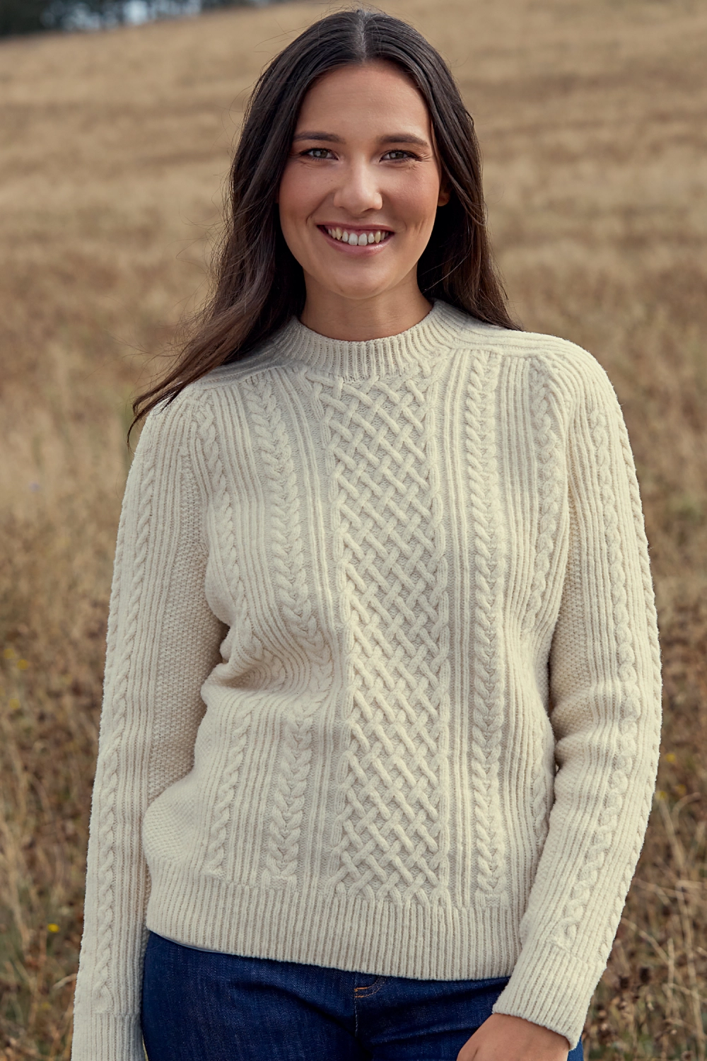 Pull en laine à torsades pour femme