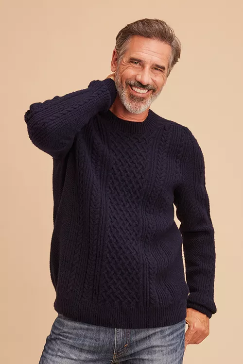 Pull en laine à torsades pour homme