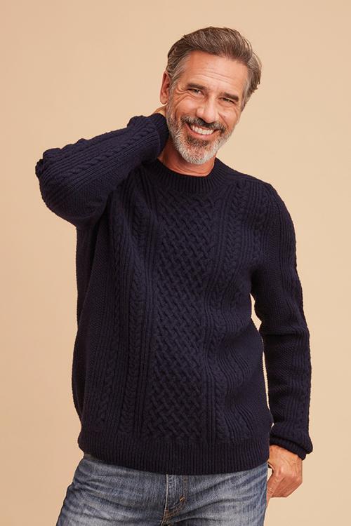 Pull en laine à torsades pour homme