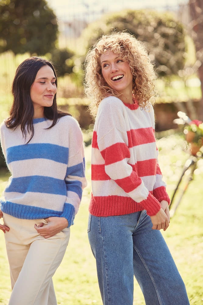 Pull en laine fantaisie à rayures pour femme