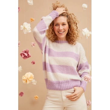 Pull en laine fantaisie à rayures pour femme