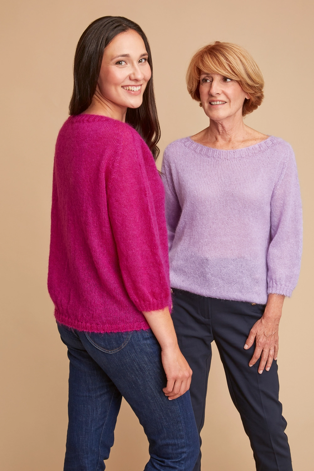 Pull en laine mohair et soie manches 3/4 