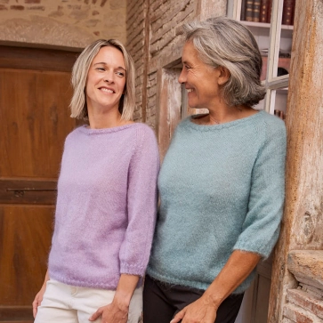 Pull en laine mohair et soie manches 3/4 
