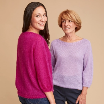Pull en laine mohair et soie manches 3/4 