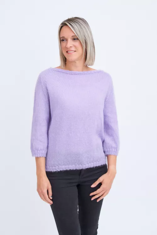 Pull laine mohair soie manches 3 4 mostn 2b