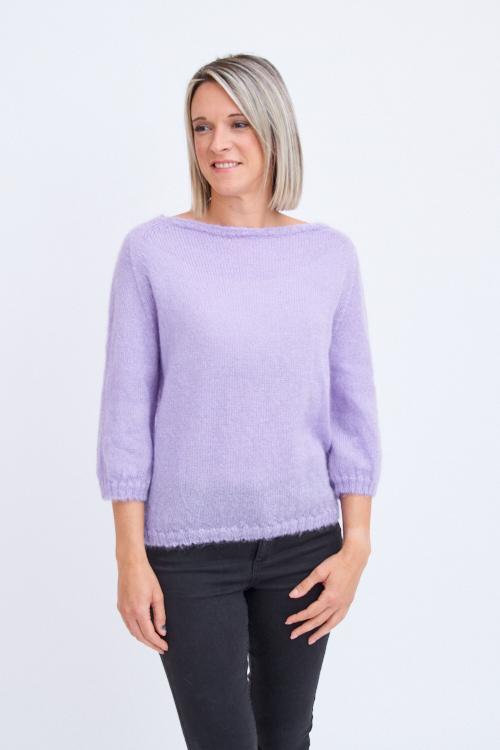 Pull laine mohair soie manches 3 4 mostn 2b