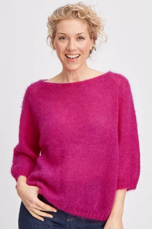 Pull laine mohair soie manches 3 4 mostn 3b