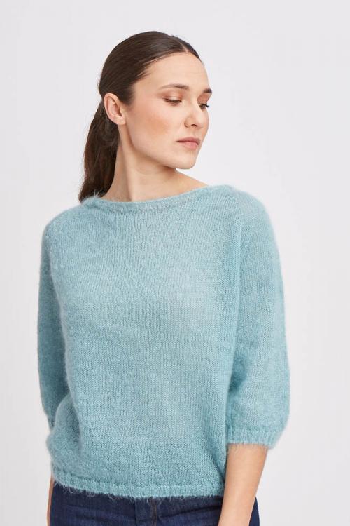 Pull laine mohair soie manches 3 4 mostn 4b