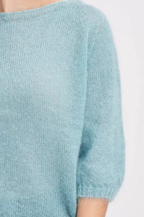 Pull laine mohair soie manches 3 4 mostn 5b