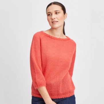 Pull en laine mohair et soie manches 3/4