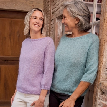 Pull en laine mohair et soie manches 3/4 