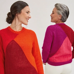 Pull laine mohair et soie tricolore pour femme