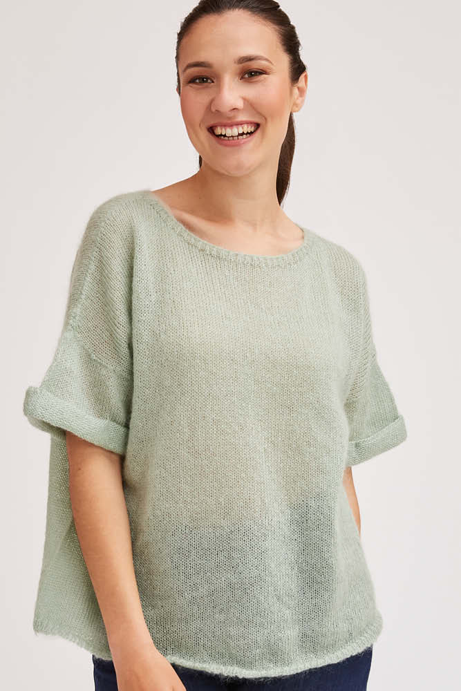 Pull laine mohair manches courtes   