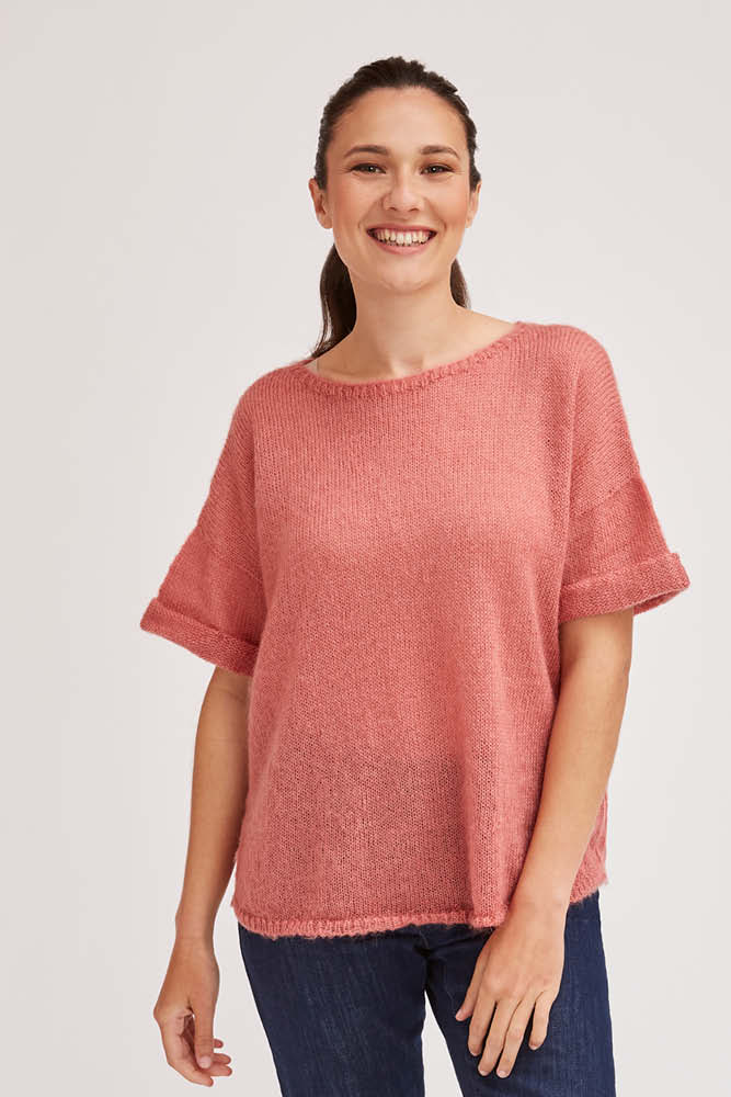 Pull laine mohair manches courtes