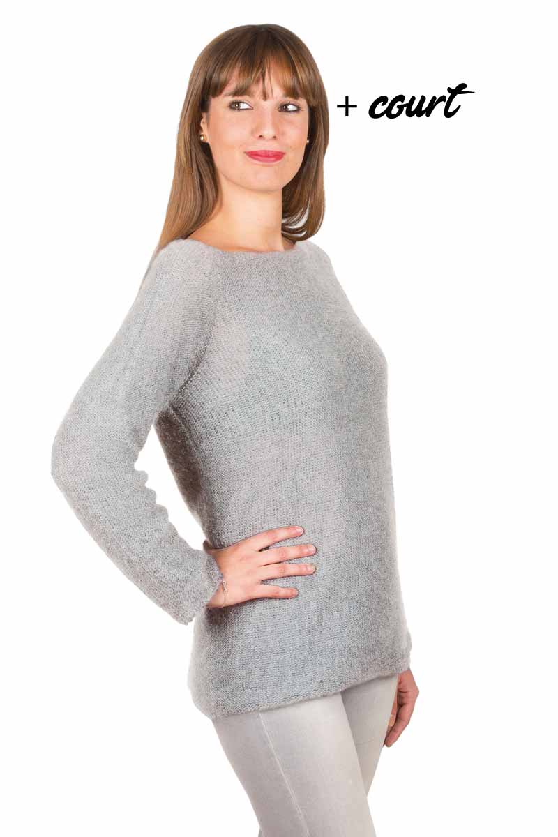 Pull en laine mohair manches longues court Bonnes affaires