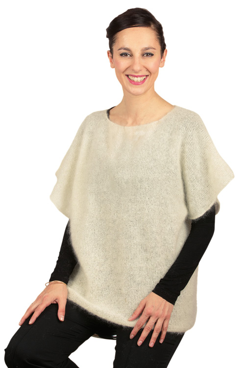 Pull en laine mohair manches courtes