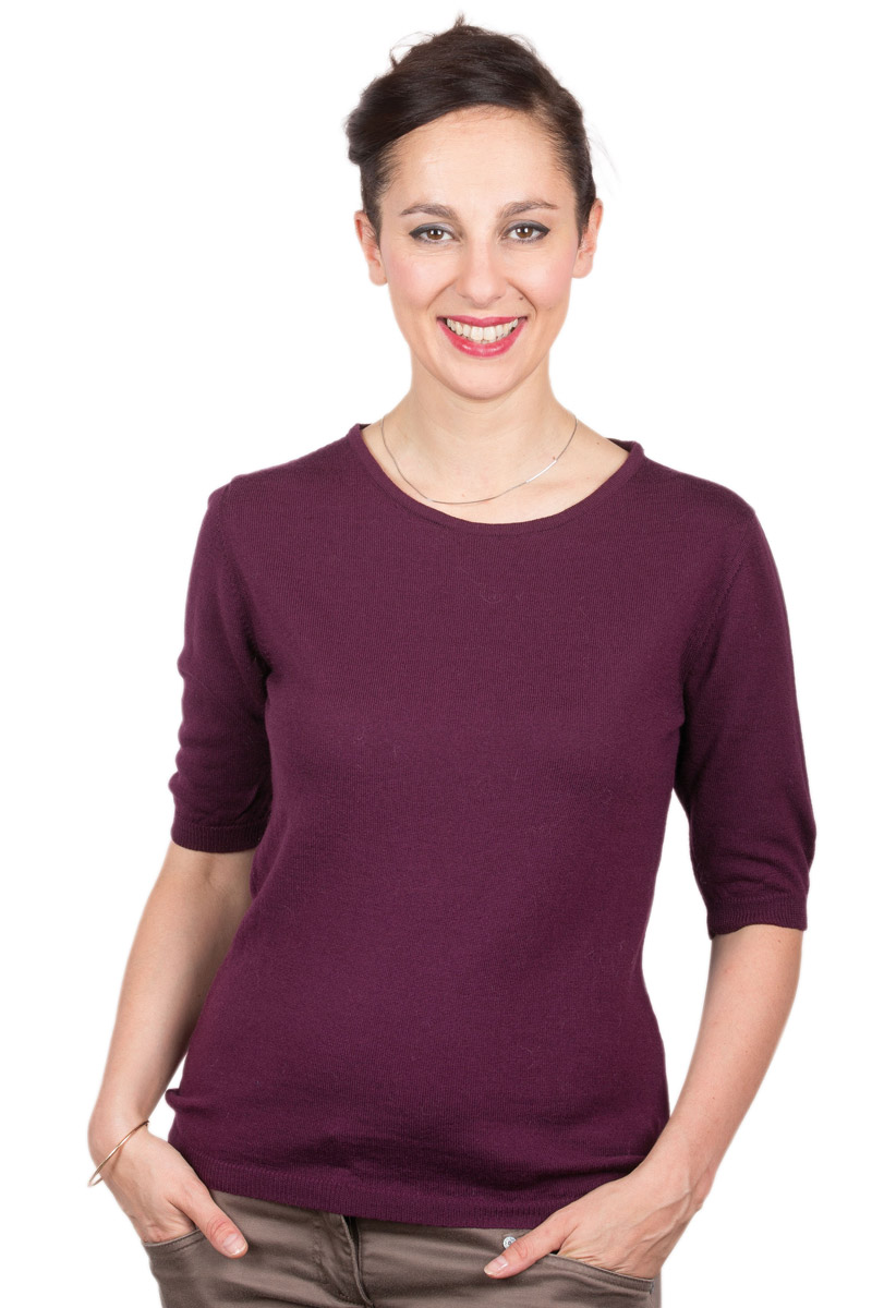 Pull en laine manches courtes col rond Bonnes affaires