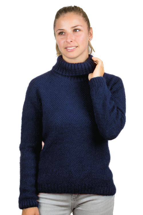 Pull en laine mohair col roulé épais