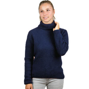 Pull en laine mohair col roulé épais