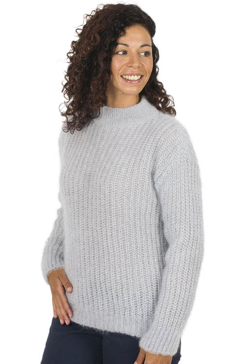 Pull laine côtes perlées