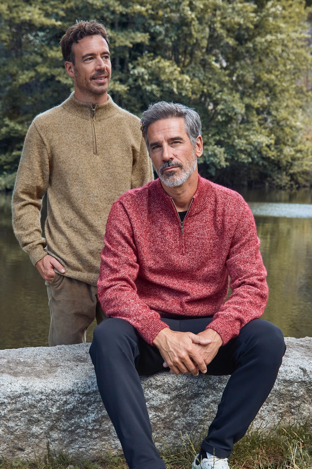 Pull en laine yack col cheminée pour homme
