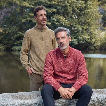 Pull en laine yack col chemin&eacute;e pour homme