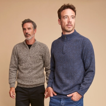 Pull en laine yack col cheminée pour homme