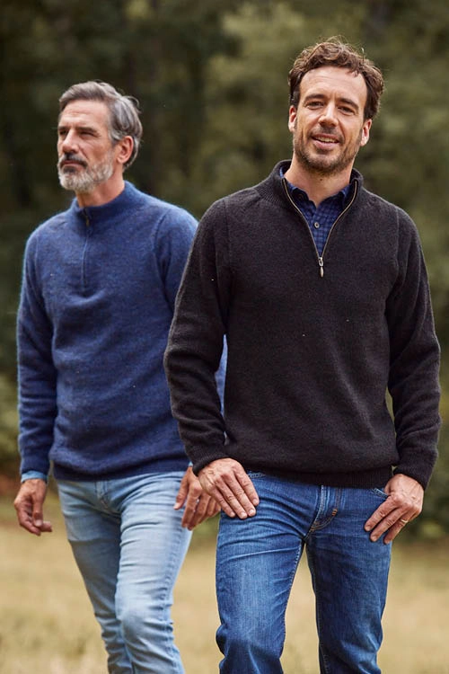 Pull en laine yack col cheminée pour homme