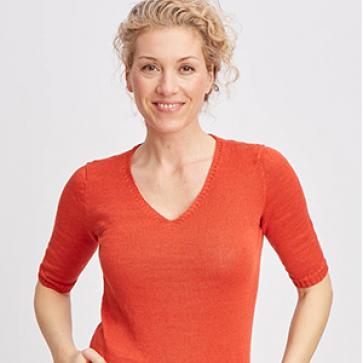 Pull en lin col V pour femme