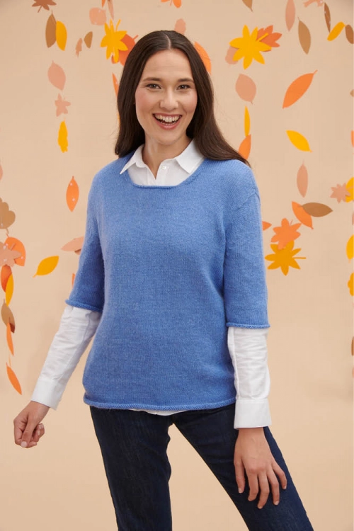 Pull en laine alpaga manches 3/4 pour femme