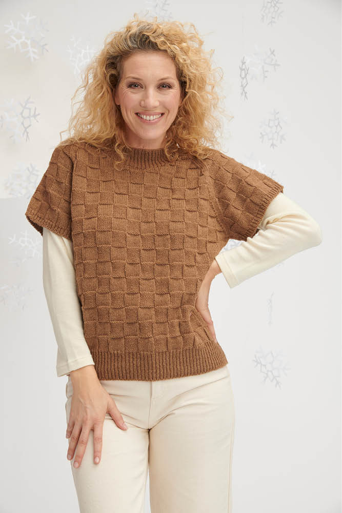 Pull manches courtes chameau femme chac noel E