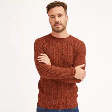 Pull en laine mérinos à torsades pour homme