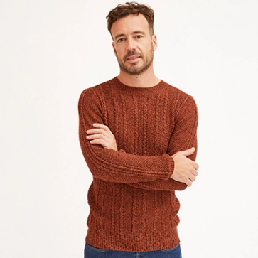 Pull en laine mérinos à torsades pour homme