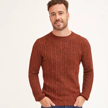 Pull en laine mérinos à torsades pour homme