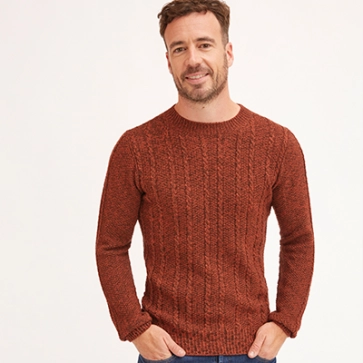 Pull en laine mérinos à torsades pour homme